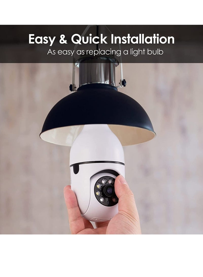1080P Security Wireless Camera, Light Bulb Security Camera 360 Degree 2.4GHz & 5G WiFi IP Camera for Home Indoor Outdoor Security, Human Motion Detection and Alarm Two Way Talk - Image 3