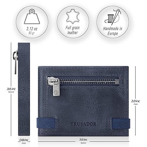 TRUSADOR محفظة تروسادور مارسيليا الجلدية RFID للنساء والرجال تشمل نافذة هوية، مرآة قابلة للفصل، تحمل النقود، البطاقات، تشمل جيب للعملات، تحمل النقود (كحلي) - Image 2
