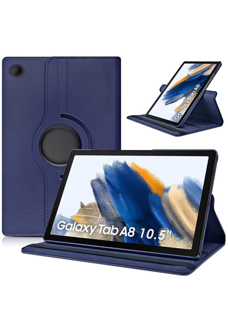 راكسوم جراب متوافق مع جهاز Galaxy Tab A8 مقاس 10.5 بوصة (SM-X200/X205/X207)، جراب Galaxy Tab A8 مقاس 10.5 بوصة، جراب جلدي دوار بزاوية 360 درجة مع خاصية السكون/التنشيط التلقائي لجهاز Tab A8 2022 (أزرق داكن) - Image 1