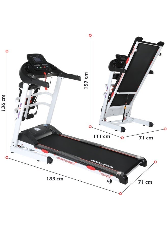 هيلث لايف V3500NM-مشاية كهربائية قابلة للطي متعددة الوظائف موتور DC 3.5 حصان شاشة LCD، 150 كجم، أسود/أبيض - Image 2
