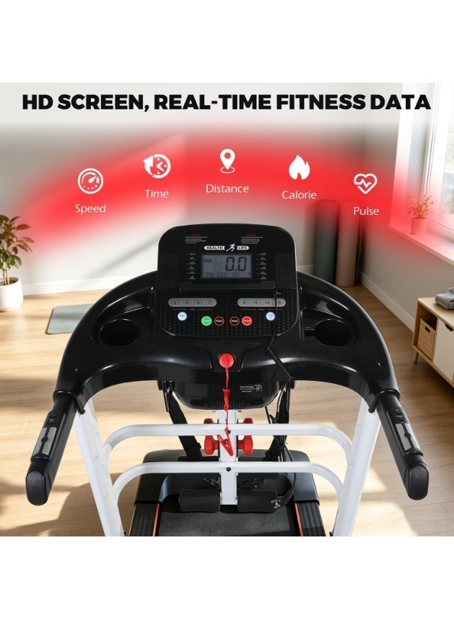 هيلث لايف V3500NM-مشاية كهربائية قابلة للطي متعددة الوظائف موتور DC 3.5 حصان شاشة LCD، 150 كجم، أسود/أبيض - Image 5