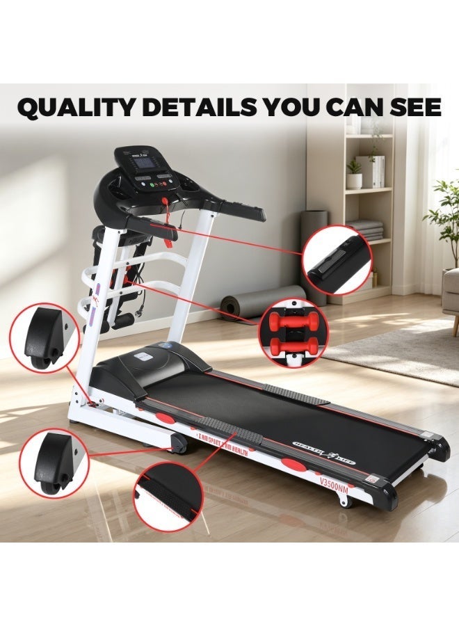 هيلث لايف V3500NM-مشاية كهربائية قابلة للطي متعددة الوظائف موتور DC 3.5 حصان شاشة LCD، 150 كجم، أسود/أبيض - Image 4