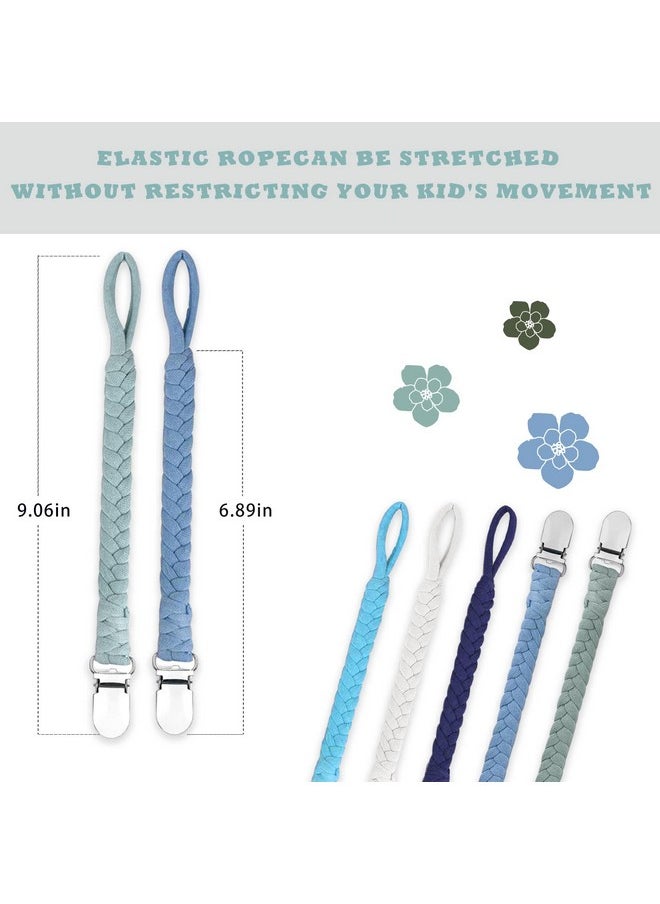 duludulu - Braided Pacifier Clip For Boys & Baby Girl Binky Clips Pacifier Holder 100% Handmade Teething Straps Unisex Design Smoother Mam Pacifier Clip Fits All Pacifiers For Shower Birthday Gifts - Image 1