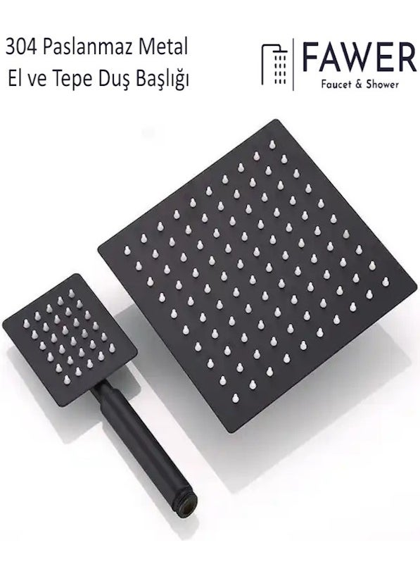 FAWER Faucet & Shower Fawer 304 Stainless Black Hand and Head Shower Head  - Image 1
