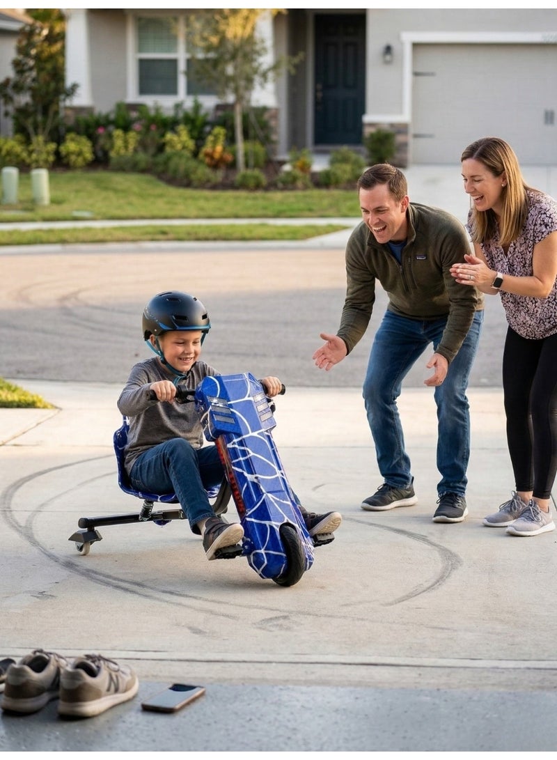 لافلي بيبي Electric Drift Scooter with 360 Spin for Kids - Blue and white | 36V 250W 3-Wheel Drifting Scooter Go-Kart, LED Lights & Adjustable Frame (Ages 3-8) - Image 5