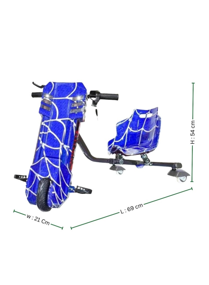 لافلي بيبي Electric Drift Scooter with 360 Spin for Kids - Blue and white | 36V 250W 3-Wheel Drifting Scooter Go-Kart, LED Lights & Adjustable Frame (Ages 3-8) - Image 3