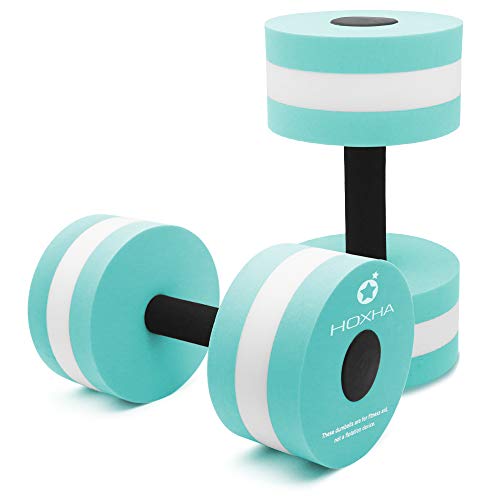 HOXHA Water Dumbells, Aquatic Exercise Dumbell Set of 2 Water Aerobic Exercise Foam Dumbbells Pool Resistance Water Fitness Equipment for Weight Loss (Cyan) - Image 1