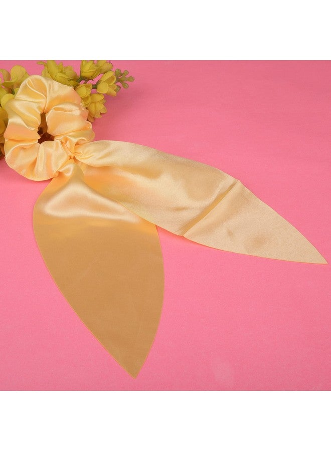 NNR Nnr Satin Silk Leaf Shape Scarf Hair Scrunchies With Laser Cutting For Girls And Women, Pack Of 4 Pcs - Color 22  - Image 5
