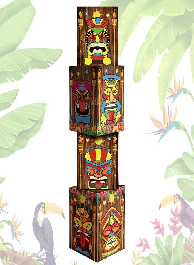 Sotiff 4 Pcs Hawaiian Luau Party Decorations Set 51.18" Tiki Box Decor for Hawaiian Birthday Party Tropical Aloha Decor Bar Patio Porch Decorations Tropical Birthday Outdoor Indoor Supplies - Image 1