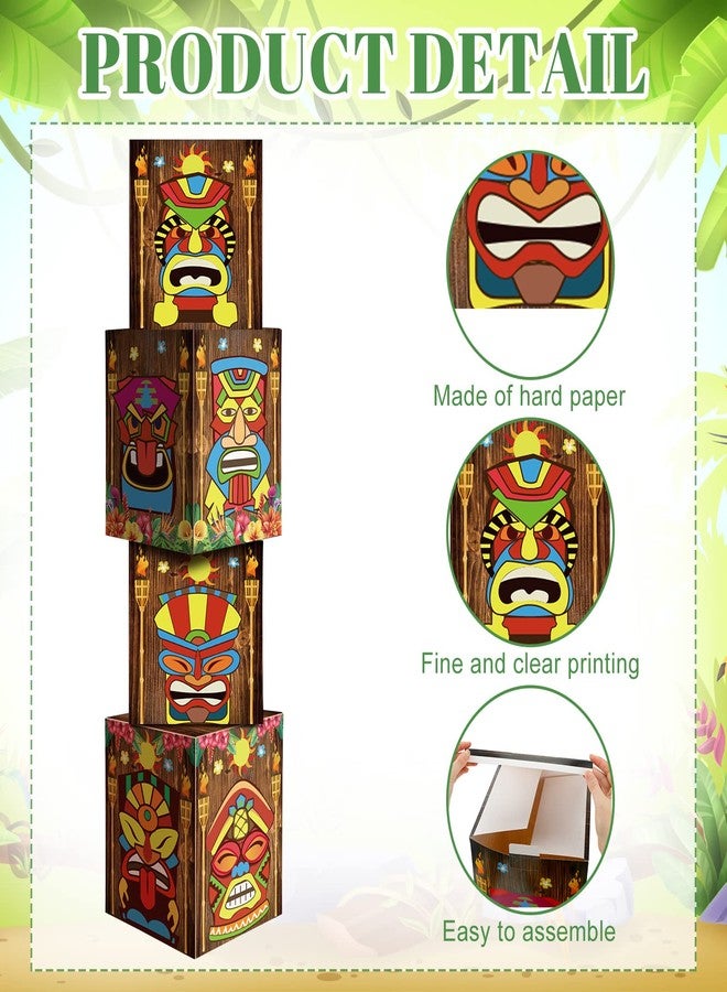 Sotiff 4 Pcs Hawaiian Luau Party Decorations Set 51.18" Tiki Box Decor for Hawaiian Birthday Party Tropical Aloha Decor Bar Patio Porch Decorations Tropical Birthday Outdoor Indoor Supplies - Image 3
