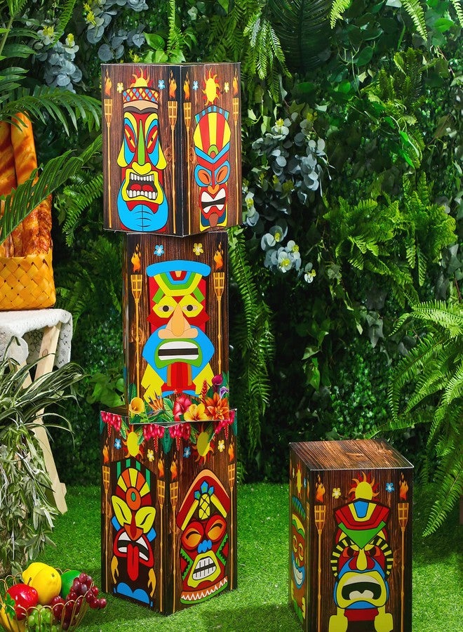Sotiff 4 Pcs Hawaiian Luau Party Decorations Set 51.18" Tiki Box Decor for Hawaiian Birthday Party Tropical Aloha Decor Bar Patio Porch Decorations Tropical Birthday Outdoor Indoor Supplies - Image 5