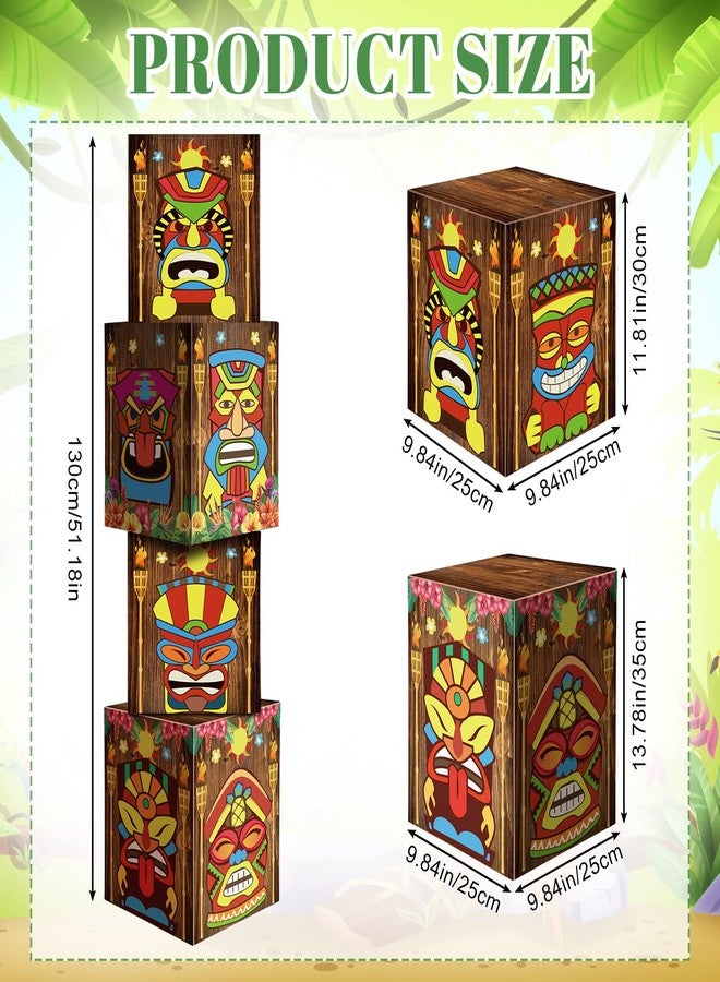 Sotiff 4 Pcs Hawaiian Luau Party Decorations Set 51.18" Tiki Box Decor for Hawaiian Birthday Party Tropical Aloha Decor Bar Patio Porch Decorations Tropical Birthday Outdoor Indoor Supplies - Image 2