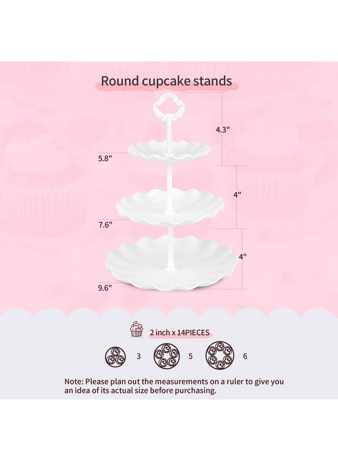 إن دابليو كيه مجموعة من 10 قطع من حامل الكيك NWK مع 3 حوامل كب كيك من طبقتين و3 حوامل كب كيك من ثلاث طبقات، و4 صواني مقبلات، لحفلات أعياد الميلاد وحفلات الزفاف (أبيض) - Image 3