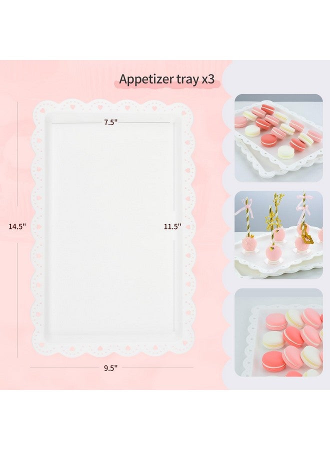 إن دابليو كيه مجموعة من 10 قطع من حامل الكيك NWK مع 3 حوامل كب كيك من طبقتين و3 حوامل كب كيك من ثلاث طبقات، و4 صواني مقبلات، لحفلات أعياد الميلاد وحفلات الزفاف (أبيض) - Image 5