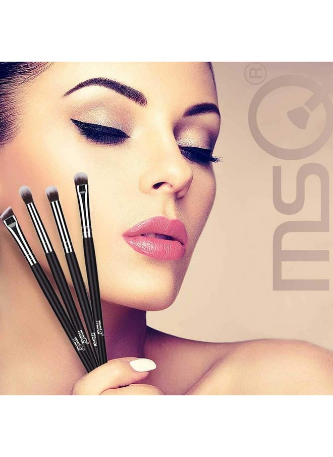 MSQ Eyeshadow Brushes Set 4Pcs Makeup Eye Brushes Eyeshadow Blending Brush Eyebrow Highlighter Brush Beauty Brushesblack  - Image 3