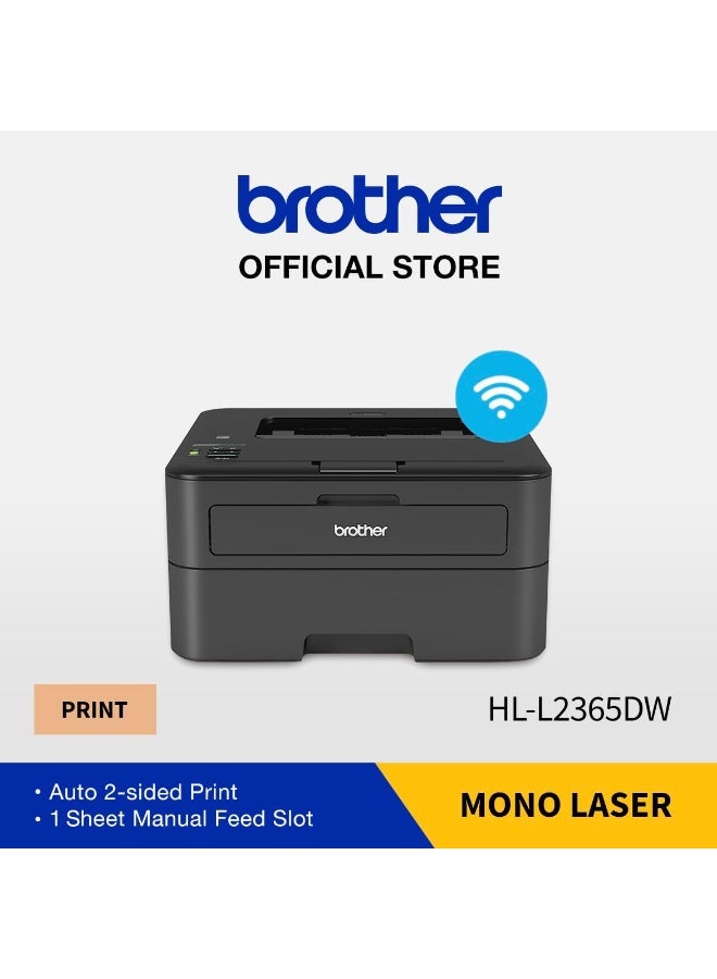 بروذر طابعة ليزر أحادية لاسلكية HL‑L2365DW | طباعة تلقائية على الوجهين | واي فاي، إيثرنت، USB | 30 صفحة في الدقيقة | طباعة عبر الهاتف المحمول | حبر 2,600 صفحة - Image 1