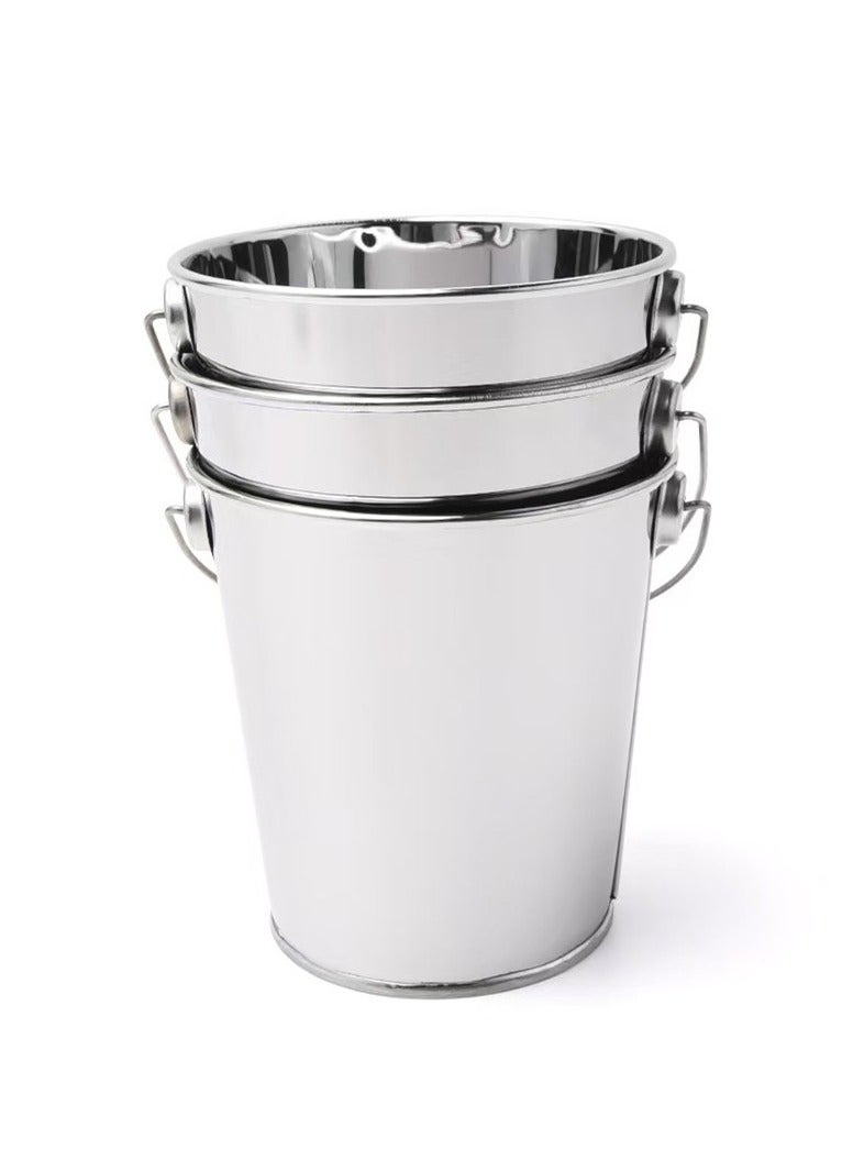 1Pc Stainless Steel Bucket with Handle Snack Container Food Bar Ice Storage Rack Beverage Cooler Mini French Fries Bucket  - Image 2