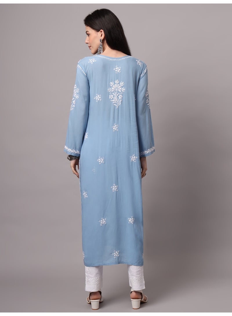 Alaya Hand Embroidered Chikankari Modal Kurta-AL4059 - Image 3