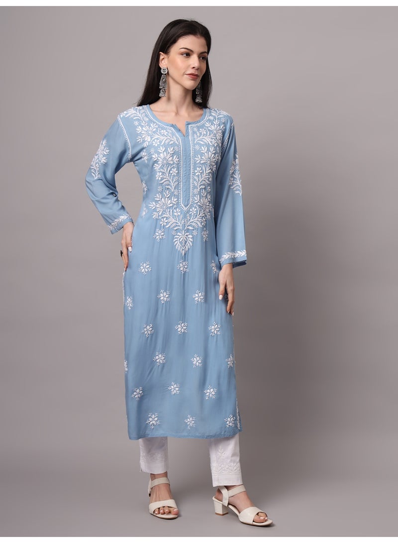 Alaya Hand Embroidered Chikankari Modal Kurta-AL4059 - Image 5