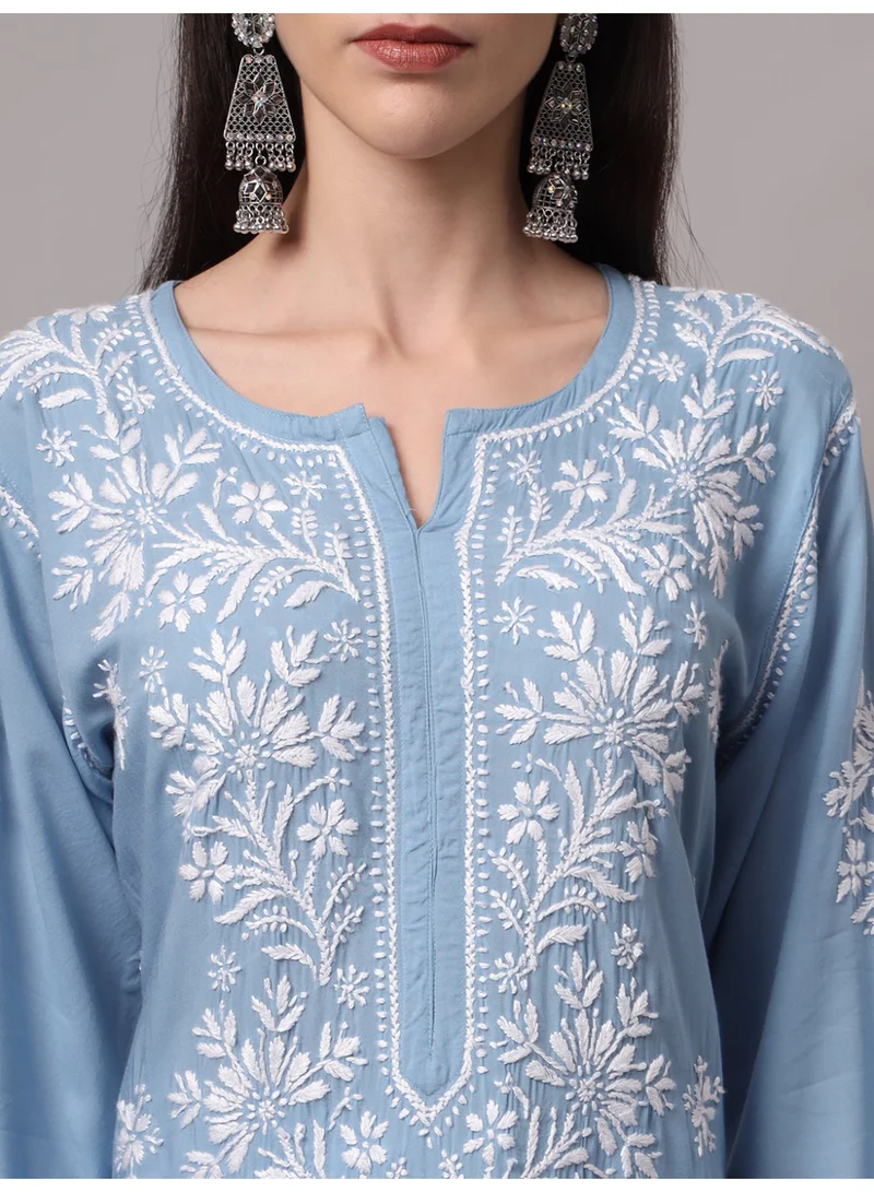 Alaya Hand Embroidered Chikankari Modal Kurta-AL4059