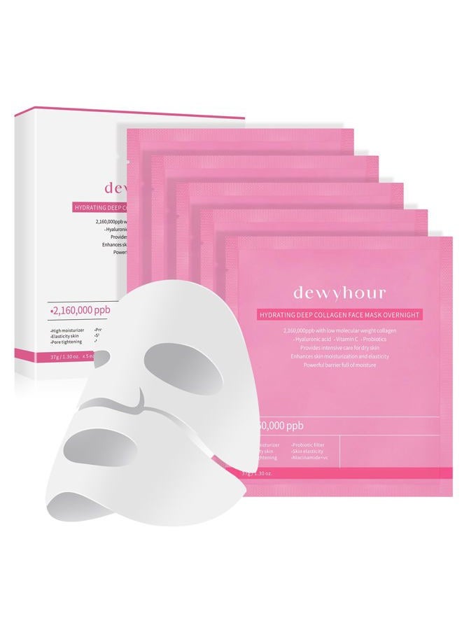 dewyhour Collagen Face Mask: Deep Collagen Night Mask, Anti-Aging Lifting Mask, Moisturizing Face Mask For All Skin Types, Minimizes Pores, Elastic Skin, - Image 1