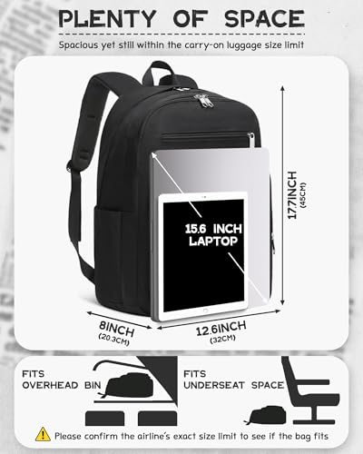 FOKDUVB Backpack for Middle High School Teen Boys Girls Large College Bookbag with Laptop Compartment Back to School Book Bags Mochilas Escolares para Niños Niñas Adolescentes (Black, Solid) - Image 5