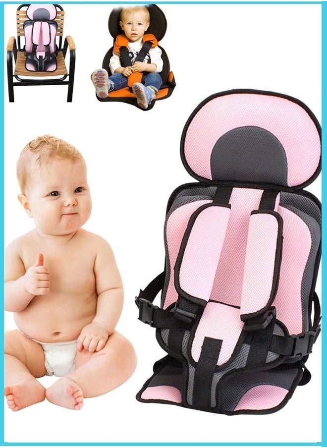 MIXDE - High-quality Skin-friendly, Breathable, And Convenient Baby Car Seat Safety Kids Portable Carrier Booster Seat Chair in Car / Portable baby safety Car Seat Thickening Cotton Seats Realeos Pink - Image 1