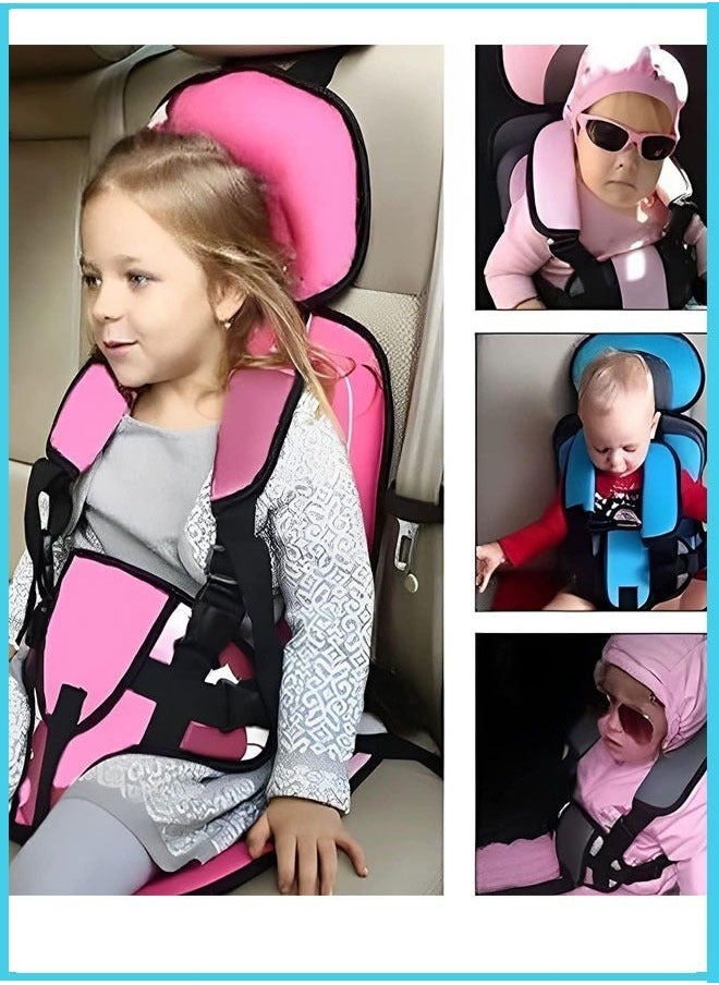 MIXDE - High-quality Skin-friendly, Breathable, And Convenient Baby Car Seat Safety Kids Portable Carrier Booster Seat Chair in Car / Portable baby safety Car Seat Thickening Cotton Seats Realeos Pink - Image 1
