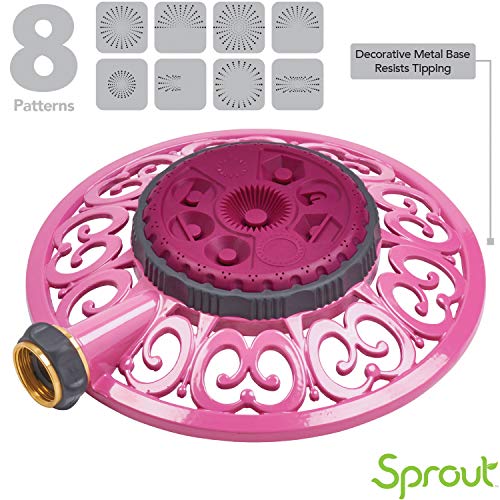 Melnor 65100-AMZ Sprout Metal 8-Pattern Sprinkler and QuickConnect Product Adapter Amazon Bundle, Raspberry Red - Image 3