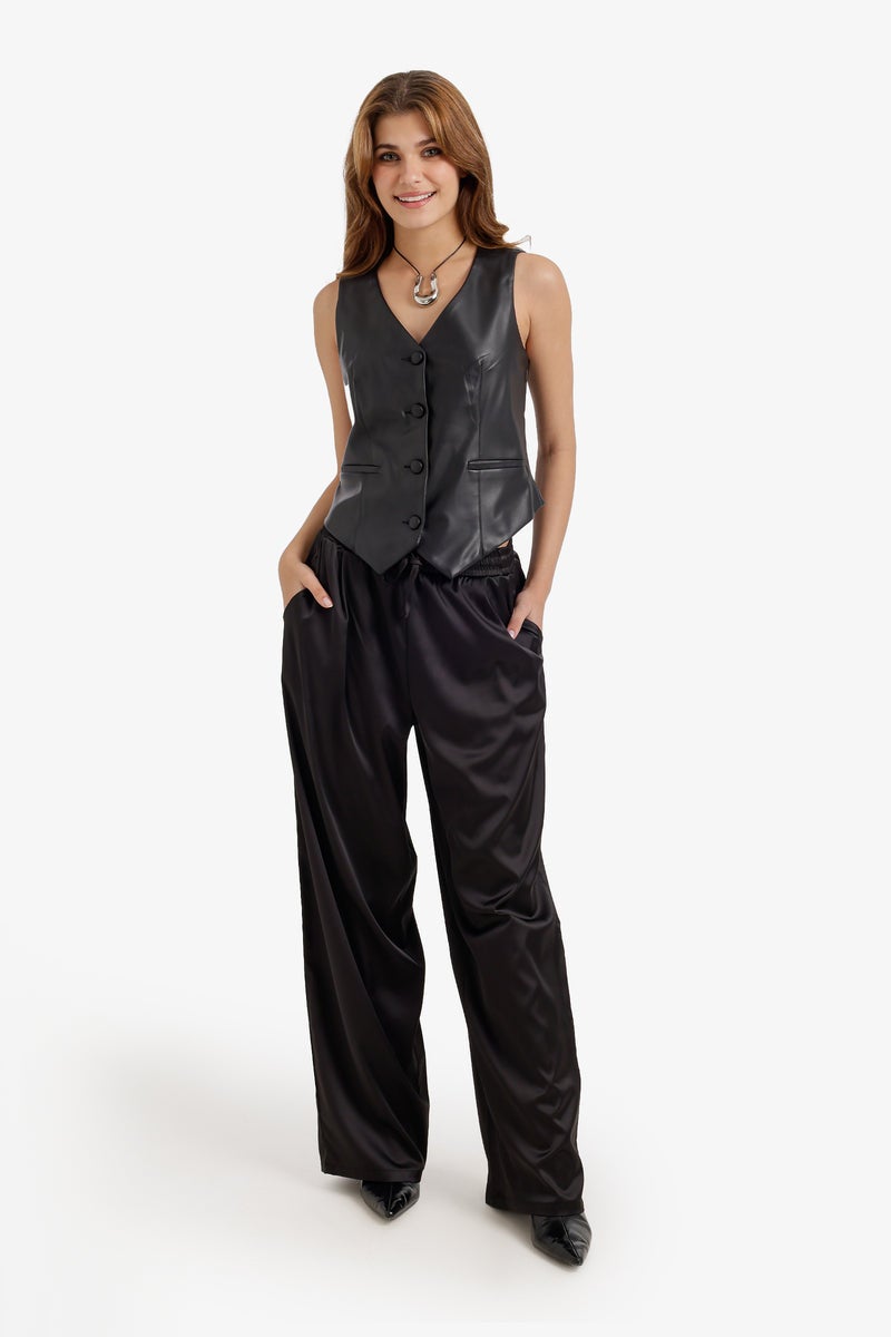 Carina Wide-Leg Satin Pants - Image 5