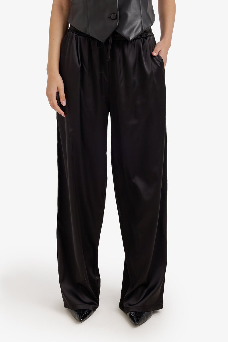 Carina Wide-Leg Satin Pants - Image 1