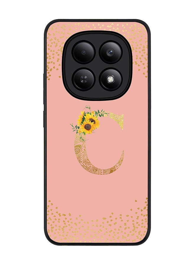 For Xiaomi Redmi Note 15 4G Case,Slim fit Camera Protection, Shockproof Thin Phone cover  - Custom Floral Monogram - C  (Rose Pink )