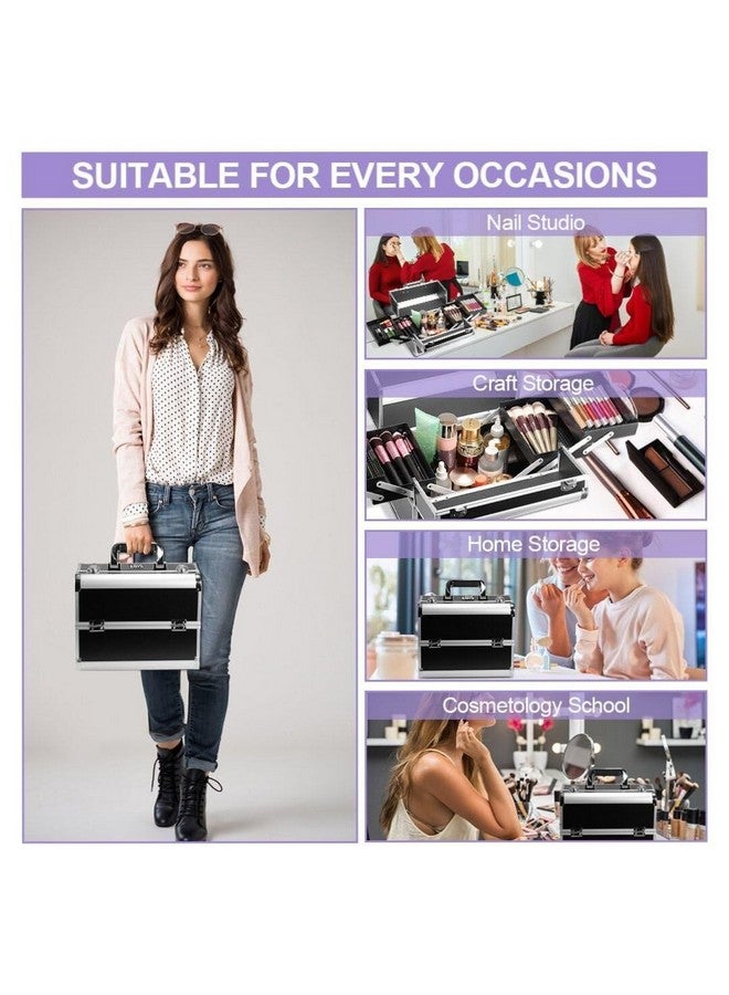 SIBY Aluminum Alloy Makeup Box/ Organizer Case With 5 Compartments - Waterproof, Durable, And Portable Cosmetic Box- Black - Image 5
