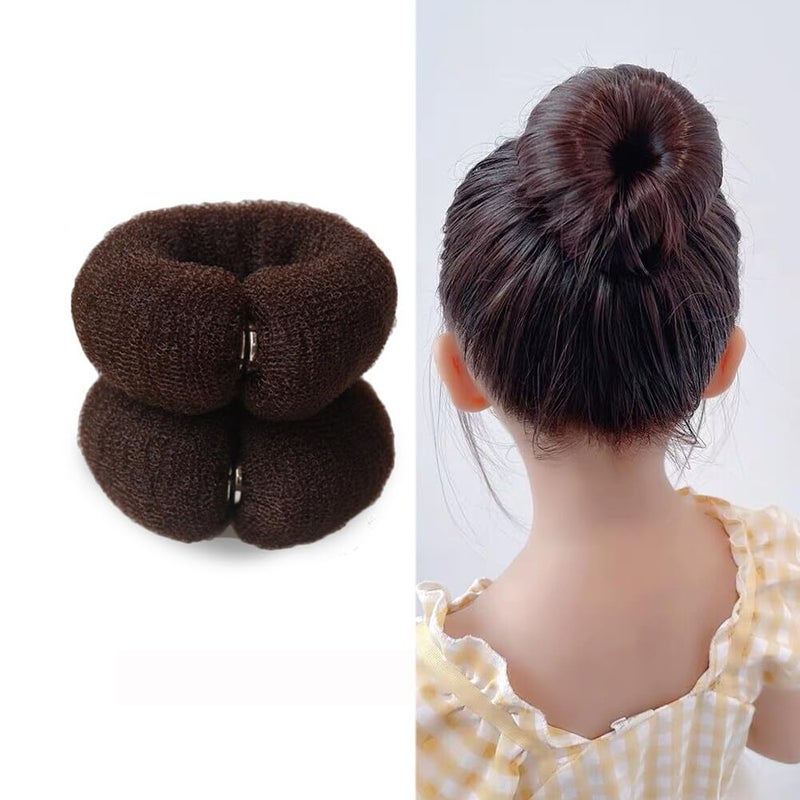 VASANA 2PCS 20cm Donut Hair Bun Maker Ring Style Bun Hair Bun Maker DIY Hair Foam Ring Shaper Snap Roll Bun Tool for Womenbrown