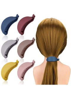 ANCIRS 6 Pack Nonslip Banana Hair Clips Large Grind Arenaceous Hair Claw Clips For Women & Girls Thick & Thin Hair (Begonia Red & Navy Blue & Taro Purple & Cherry Pink & Lemon Yellow & Light Gray)  - Image 1