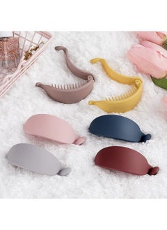 ANCIRS 6 Pack Nonslip Banana Hair Clips Large Grind Arenaceous Hair Claw Clips For Women & Girls Thick & Thin Hair (Begonia Red & Navy Blue & Taro Purple & Cherry Pink & Lemon Yellow & Light Gray)  - Image 5