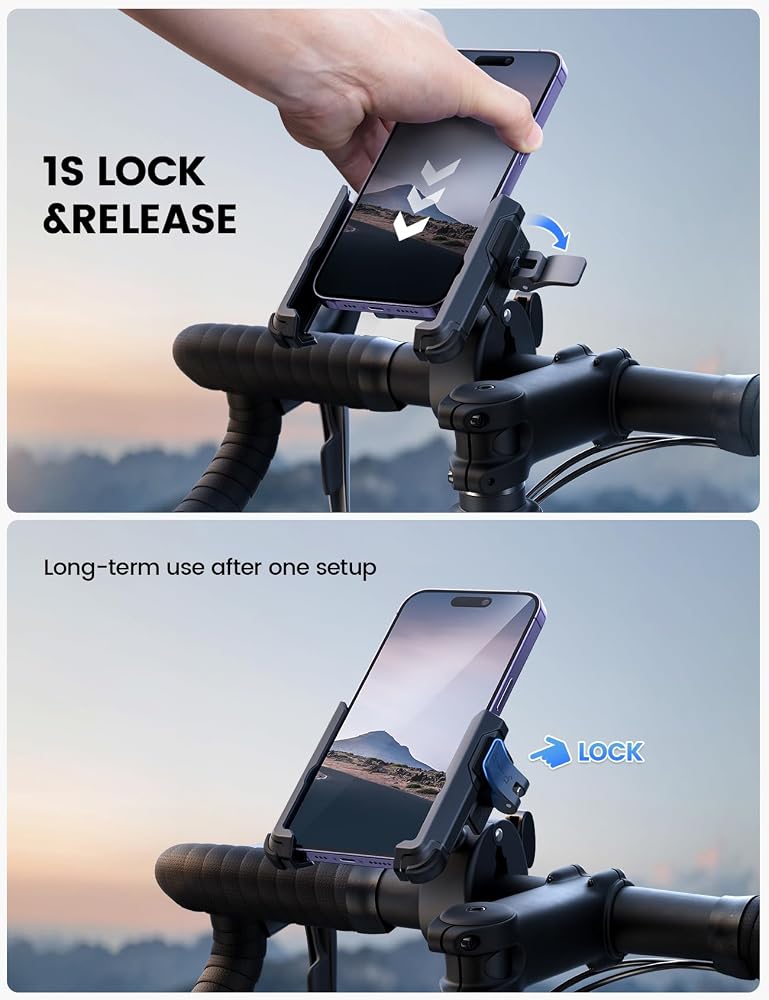 Lamicall Motorcycle Bike Phone Mount, 1s Lock Bike Phone Holder - Image 4