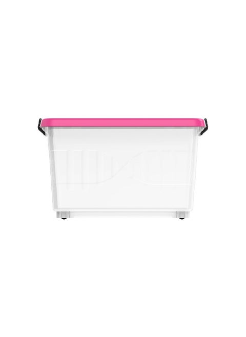 33L Clear Plastic Storage Box With Wheels & Lockable Lid