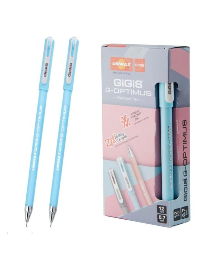 UNIMAX Unimax 12-Piece GiGiS G-Optimus 2X Writing Length Ball Point Pen Blue 0.7mm OPTIMUS12BL  - Image 2