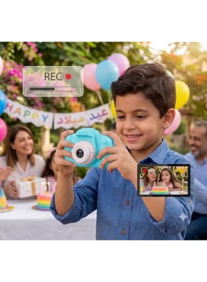 1080P Portable Digital Kids Camera for Photography Selfie and Video Recording with Fun Filters Blue - Image 2