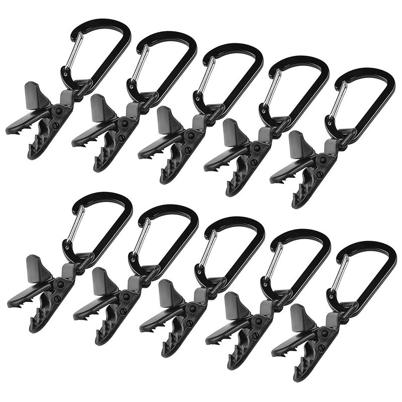 10pcs Tarp Awning Clamp Clips Tent Snaps Hangers Camping Tent Tighten Lock Grip Clamp with Carabiner for Outdoor Camping Farming Garden - Image 4