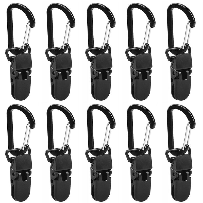 10pcs Tarp Awning Clamp Clips Tent Snaps Hangers Camping Tent Tighten Lock Grip Clamp with Carabiner for Outdoor Camping Farming Garden - Image 1