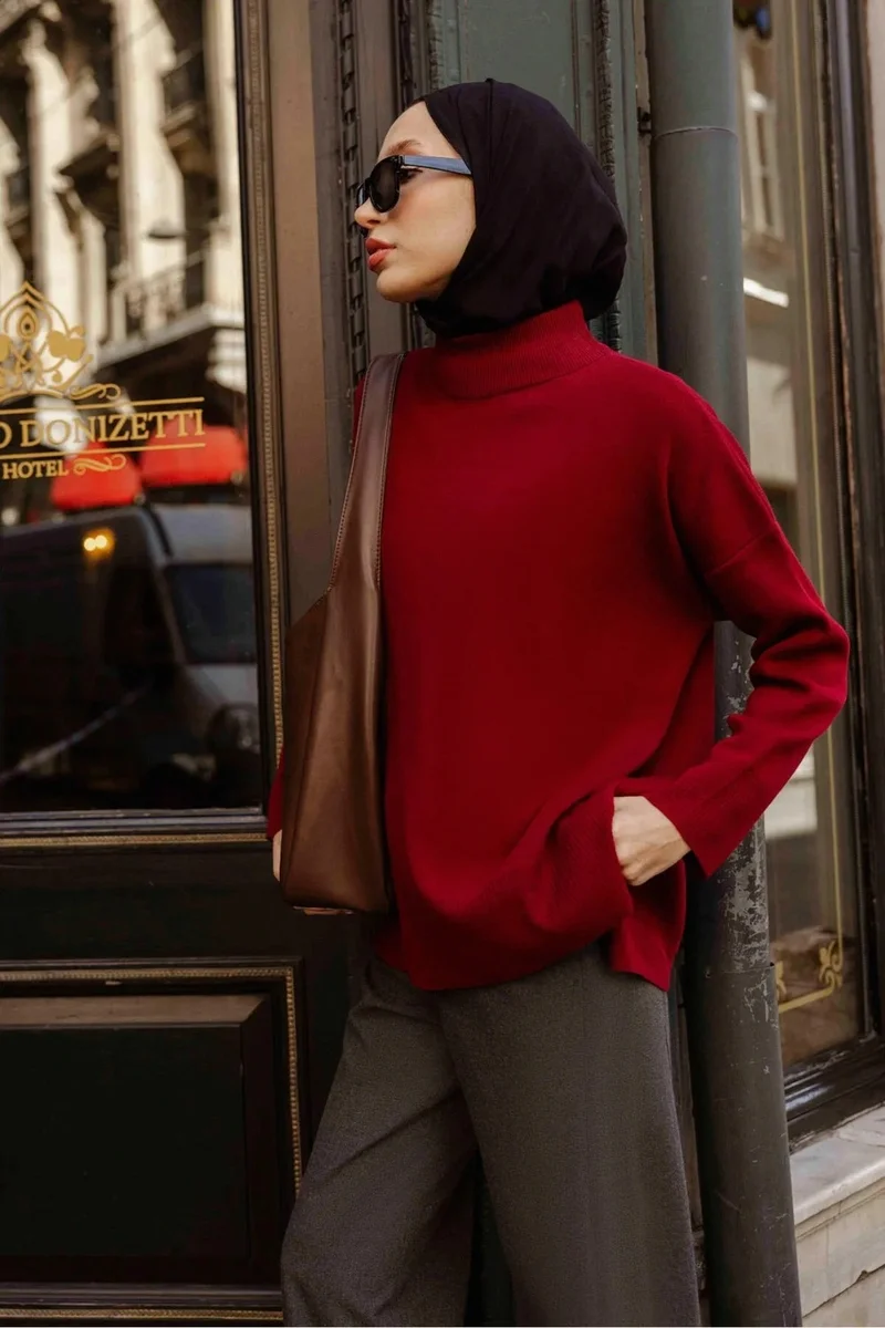 Touche High Collar Basic Knitwear Sweater