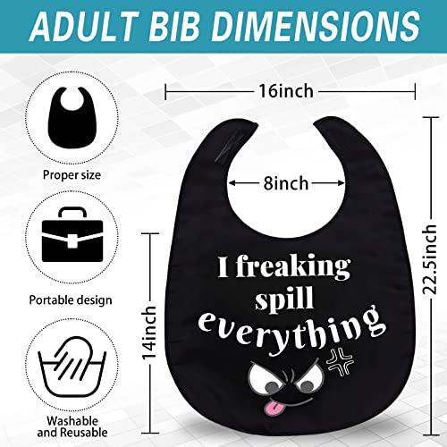 Maziky Funny Adult Bibs for Eating Man Women Elderly, Washable Clothing Protectors Bib for Adults Senior Citizens (I freaking spill everything) - Image 3
