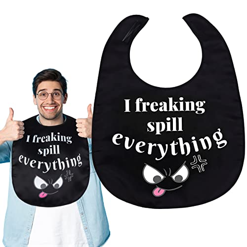 Maziky Funny Adult Bibs for Eating Man Women Elderly, Washable Clothing Protectors Bib for Adults Senior Citizens (I freaking spill everything) - Image 1
