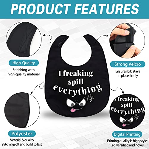 Maziky Funny Adult Bibs for Eating Man Women Elderly, Washable Clothing Protectors Bib for Adults Senior Citizens (I freaking spill everything) - Image 2