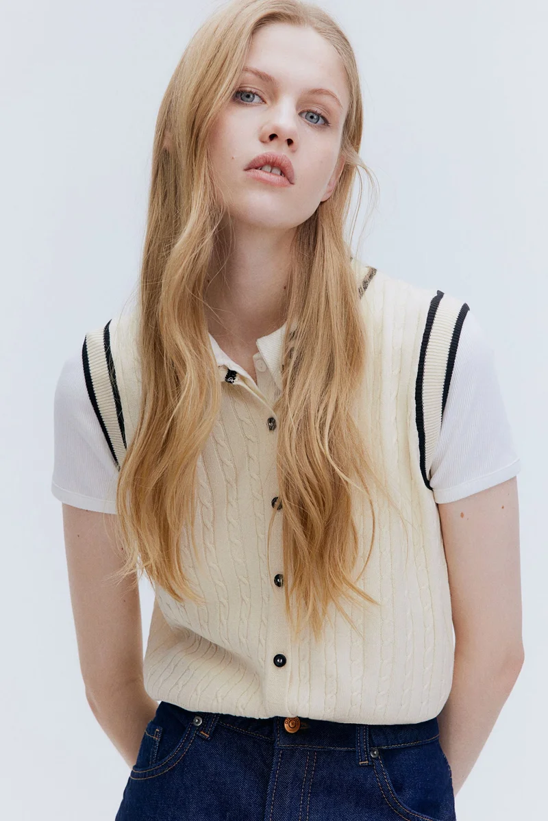 H&M Cable-knit button-front sweater vest