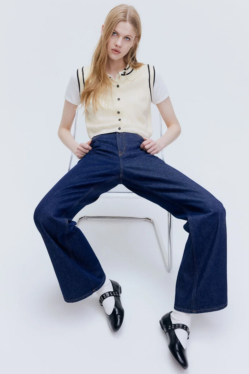 H&M Cable-knit button-front sweater vest