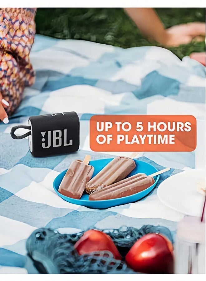 JBL Go 3 Portable Bluetooth Speaker, Big Pro Sound with Punchy bass,Built-in long-lasting battery, Made in Part with Recycled Materials - Black - Image 5