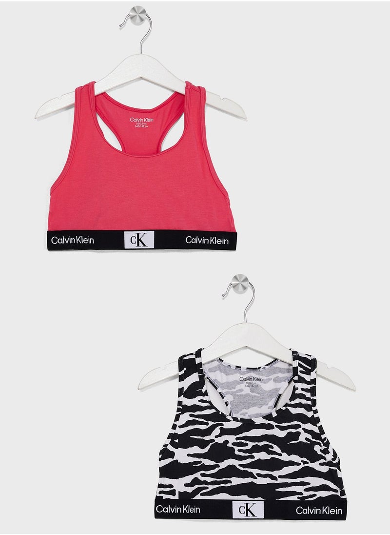 Calvin Klein Jeans - Kids 2 Pack Logo Bralette - Image 1